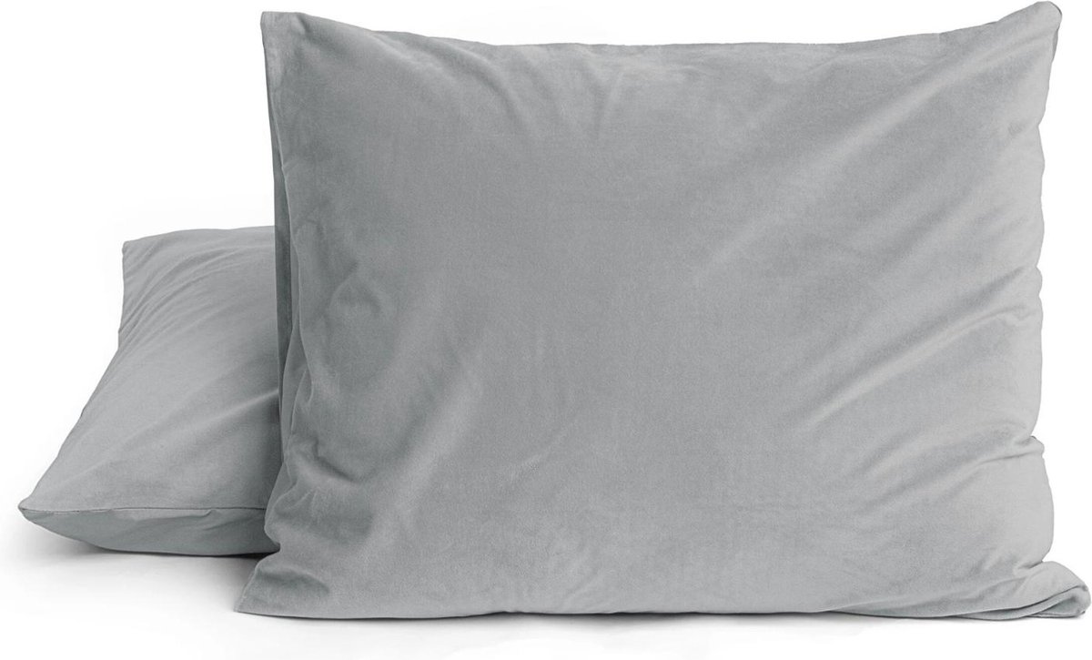 Droomtextiel Kussenslopen Flanel Grijs - 60 x 70 cm - 2 Stuks - Super Zacht