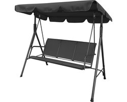 O'DADDY® Schommelbank – Schommelbanken - Tuinschommel - Hangbank – 3 Persoons – Tuinmeubelen – Voor Tuin & Buiten – Tuinmeubelen - 170 x 118 x 153 cm – Tot 260 kg - Verstelbare Luifel - UV30 Bescherming - Zwart Metaal