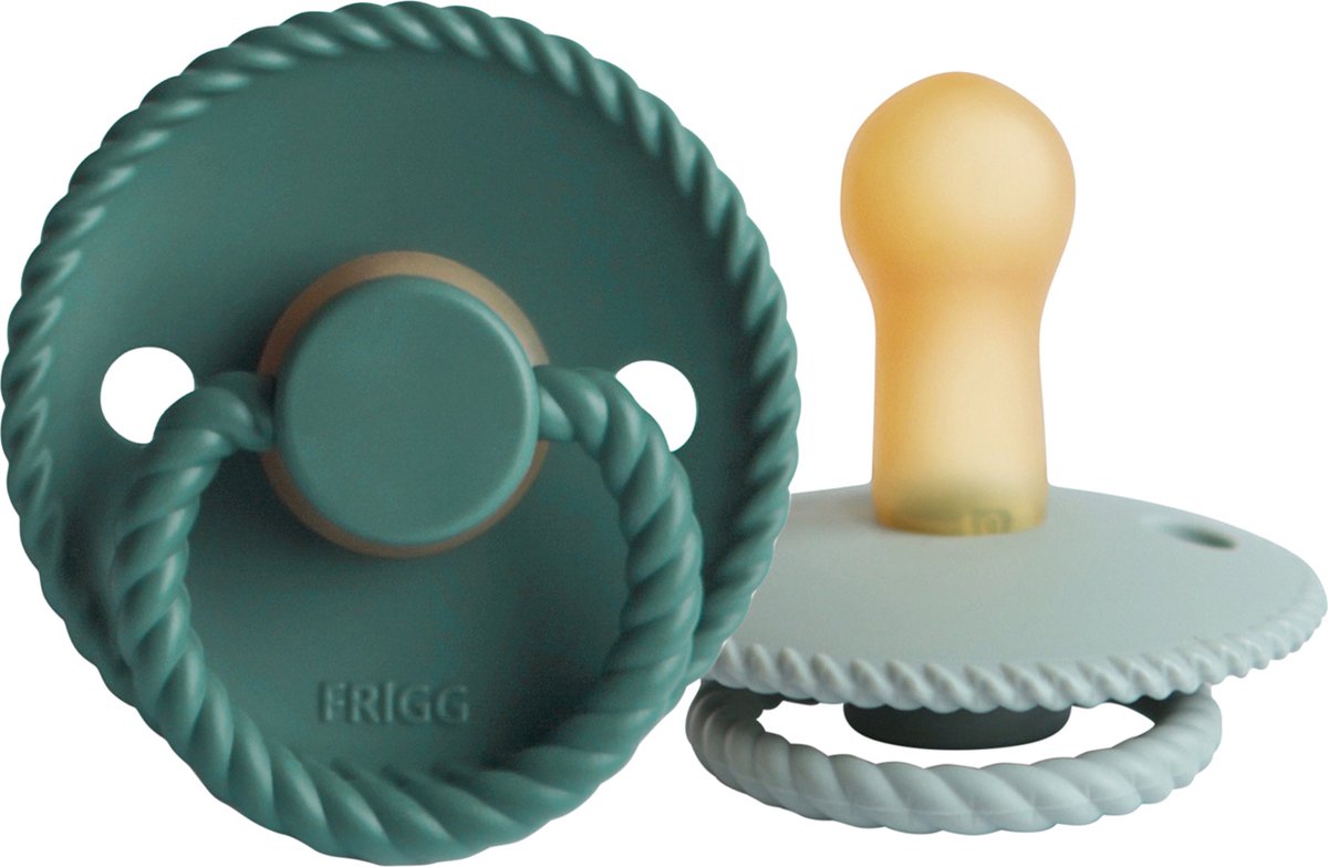 Goedkoopste Frigg Rope Fopspeen - 6-18 mnd (2 stuks) - Sage/Vintage Green