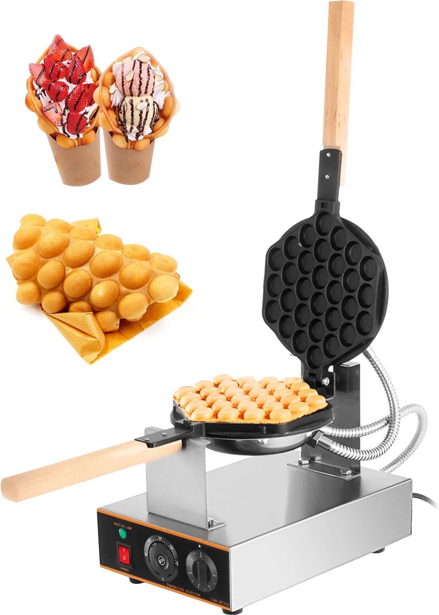 Carlovo Wafelijzer - Wafelmaker - Wafel ijzer -Poffertjespan - Bubble Wafelijzer - Poffertjesmaker - Wafel - 1400W - Roestvrijstaal