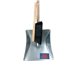 Synx Tools Handveger en blik Luxe Metaal Stoffer en Blik - Zwart - Bezem - Schoonmaakartikelen - bezem binnen - veger en blik