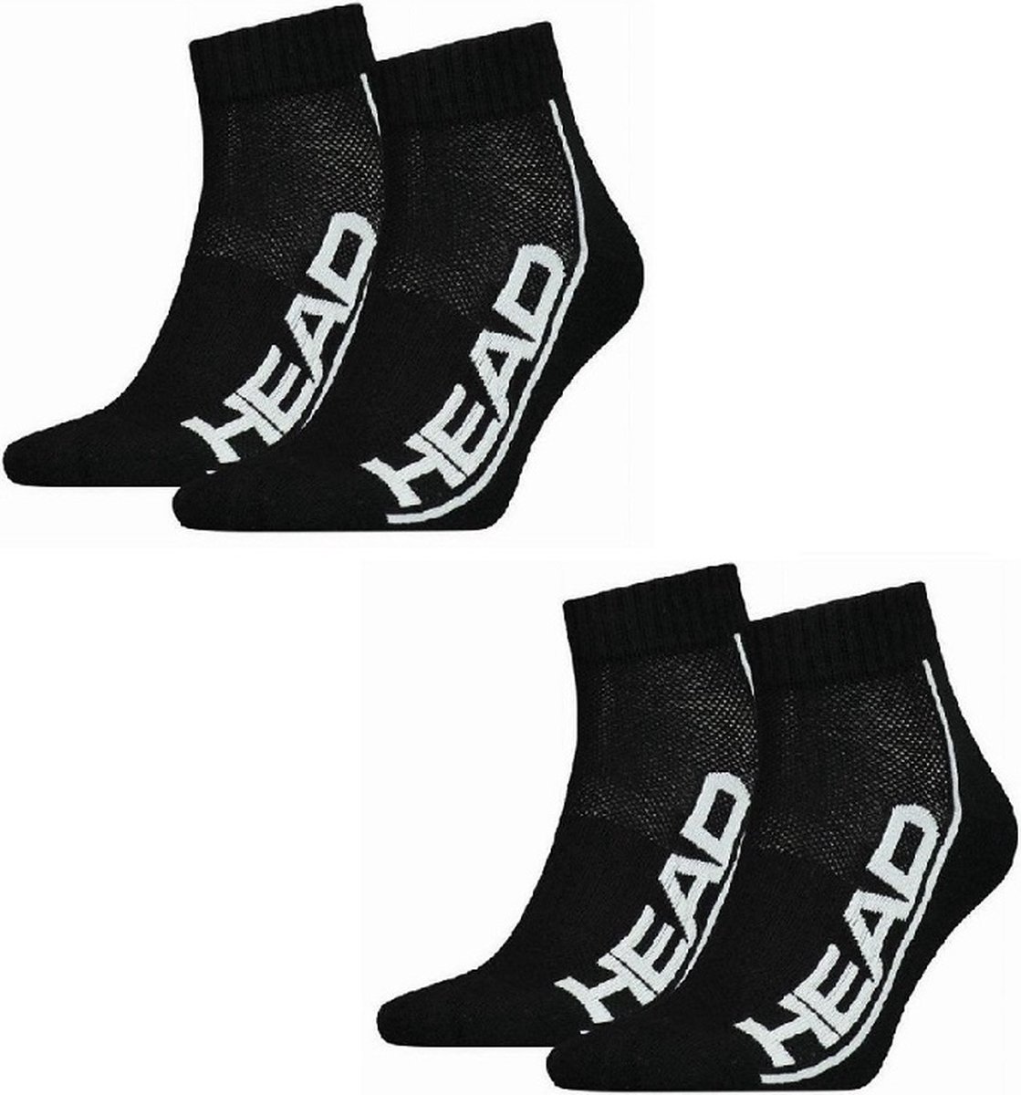 And Head 2p Stripe Quarter Socks Zwart