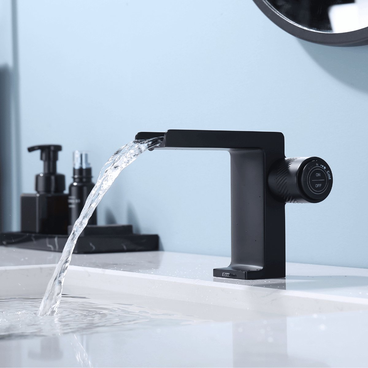 EcoRain© 30% Waterbesparende Wastafelkraan met Waterval George - van Messing en Keramische schijven - Universele Aansluiting - Anti-Kras Coating - 5 Jaar Garantie - Chroom