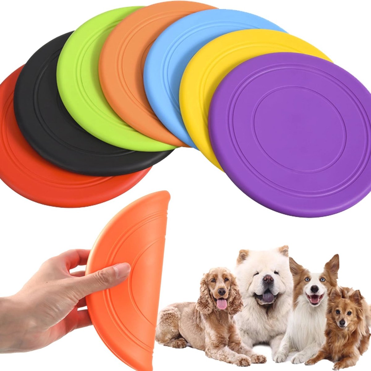 7 Stuks Hondenfrisbees - Zachte Rubber Frisbee voor Training, Gooien en Vangen