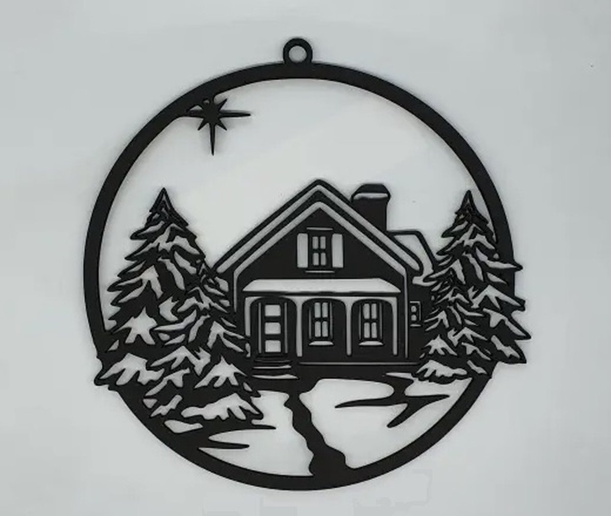 Silhouette - Winter hanger XL - Huis - 19x18cm - Zwart - Kerst