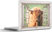 Sticker ordinateur portable - 11,6 pouces - Highlander écossais - Vache - Voir à travers