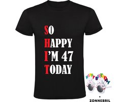 So Happy I'm 47 Today Heren T-shirt met leuke zonnebril - shit - feest - verjaardag - cadeau - verjaardagscadeau - 47 jaar