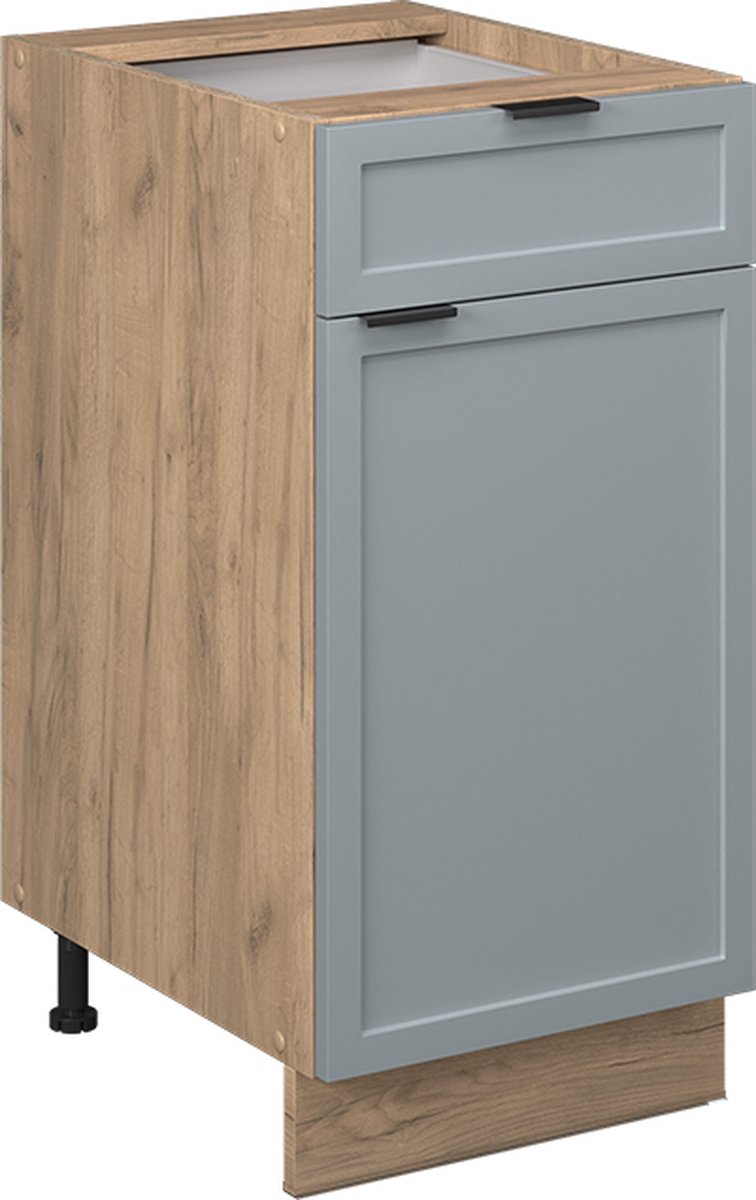 Vicco Fame-Line Keukenonderkast – 40 cm, WB Marmer Licht blauw-grijs Licht blauw-grijs/Goudkleurig Eiken