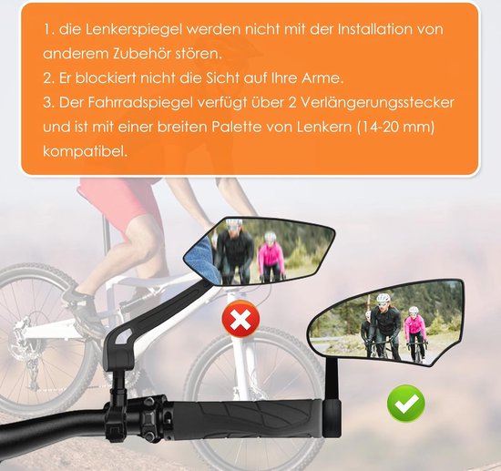 Linker of rechter ronde inklapbare fietsspiegel voor bevestiging op het