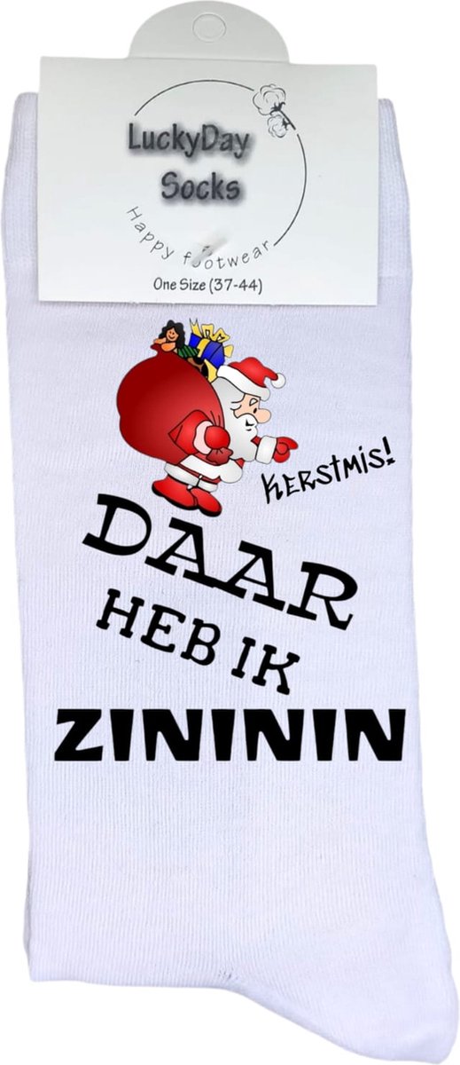 Zininin - Kerst - Kerstman - Verjaardags cadeau -Kerst cadeau - Kado - Witte sokken met tekst - Grappige sokken - leuke dames en heren sokken - Kerst kado - Sokken waar je vrolijk van wordt - Maat 37-44