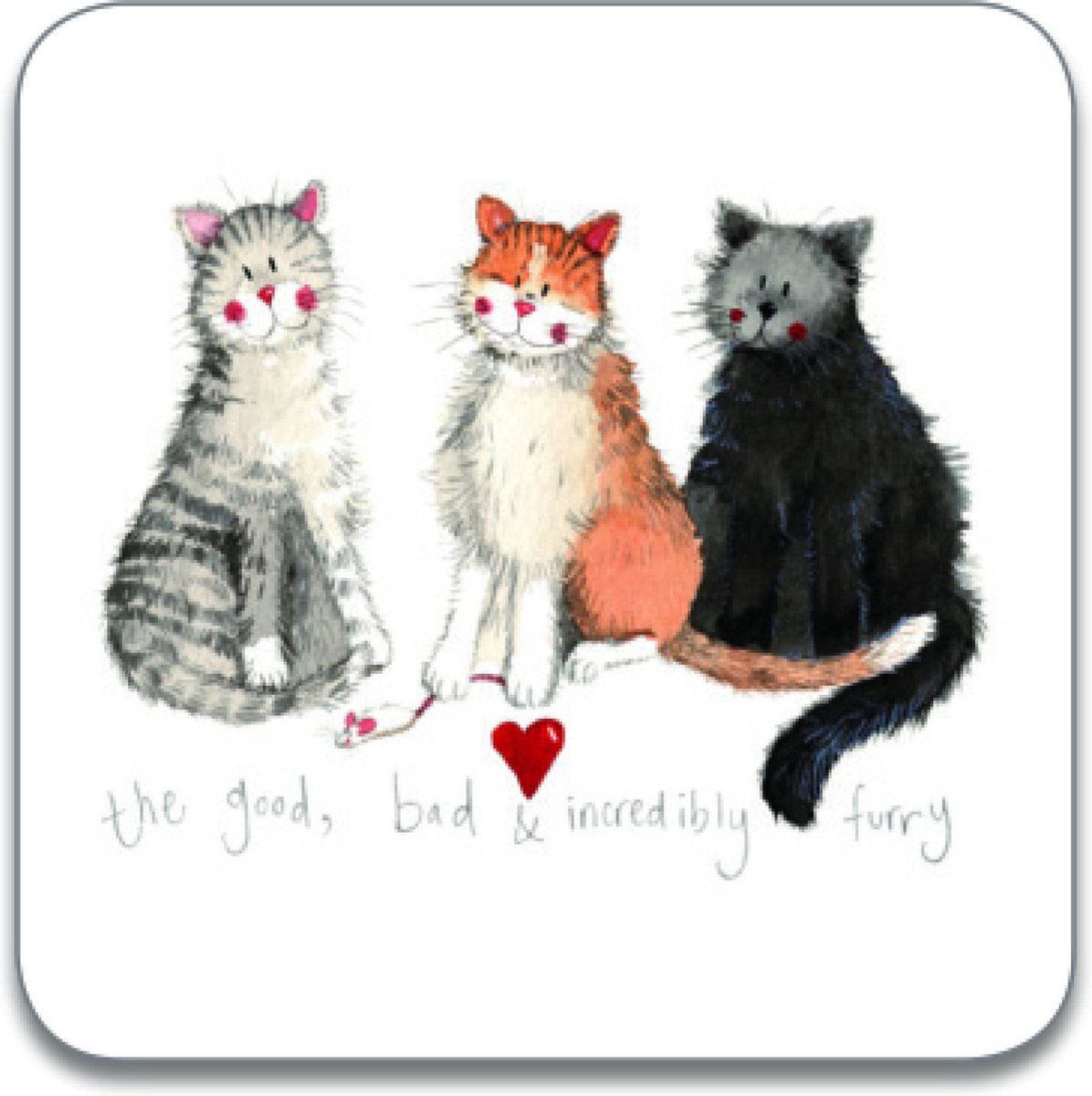 Alex Clark Onderzetters THE GOOD, THE BAD AND THE INCREDIBLY FURRY ~ KATTEN