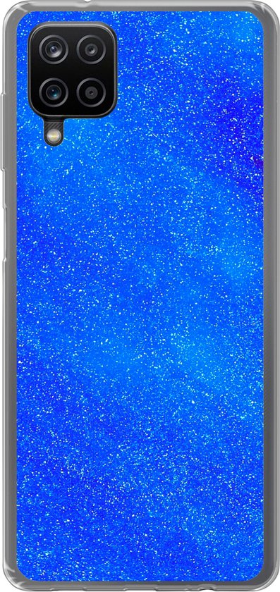 Coque Samsung Galaxy A12 - Texture scintillante bleue dans un motif en mouvement - Siliconen - Noël - Cadeaux - Cadeaux de chaussures