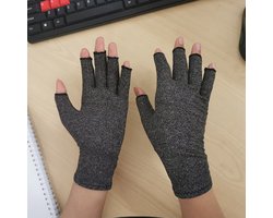 2 paar compressiehandschoenen voor artritis voor vrouwen en mannen, bamboe compressiehandschoenen voor artritis voor pijnverlichting bij reumatoïde artritis en artrose, vingerloze handschoenen (maat S) - donkergrijs