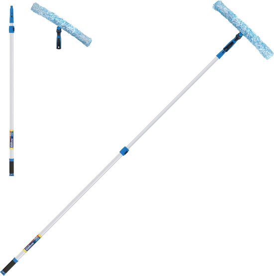 UMUZI CLEANING Raamwisser met Telescoopsteel, Flexibele Raamreiniger, Telescopische Ruitenwisser, Multifunctionele Raamtrekker, Uitschuifbare Ramenwisser, 25,5 x 160 cm