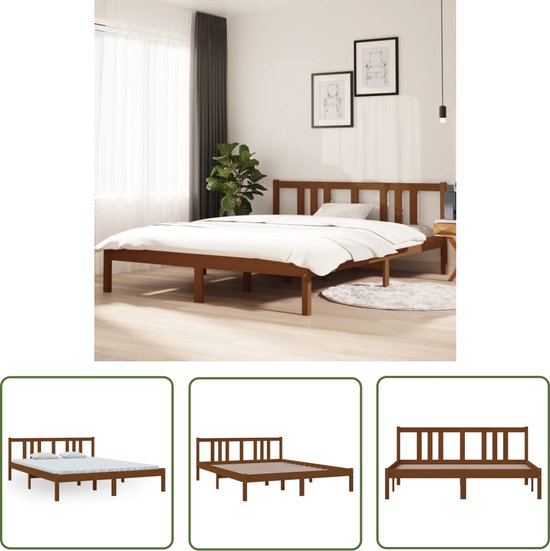 Gecheer Bedframe eiken rook, 120 x 200 cm, van meerlaags hout