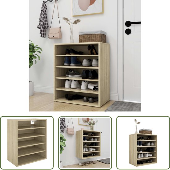 Schoenenkast 60x35x70 cm bewerkt hout zwart | -nl