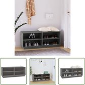 The Living Store Meuble à Chaussures en Bois - 110 x 34 x 45 cm - Grijs - Pin Massief