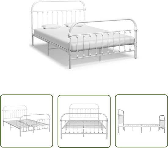 HAHRIR Baldakijn bedframe, platform, 140 x 200 cm, metalen bedframe, zeer belastbare latten en steunen van staal, met hoofd- en voeteneinde, geen veren nodig, 140 x 200 cm, roze