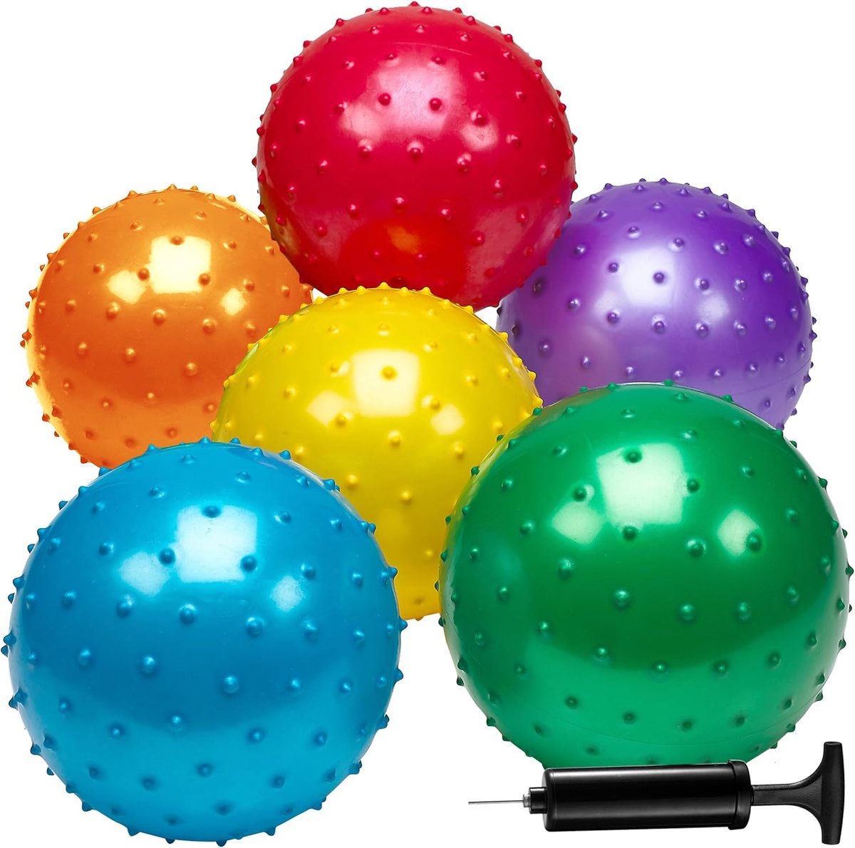 Zesdelige Set van Grote Sensorische Stuiterballen met Handpomp voor Kinderen