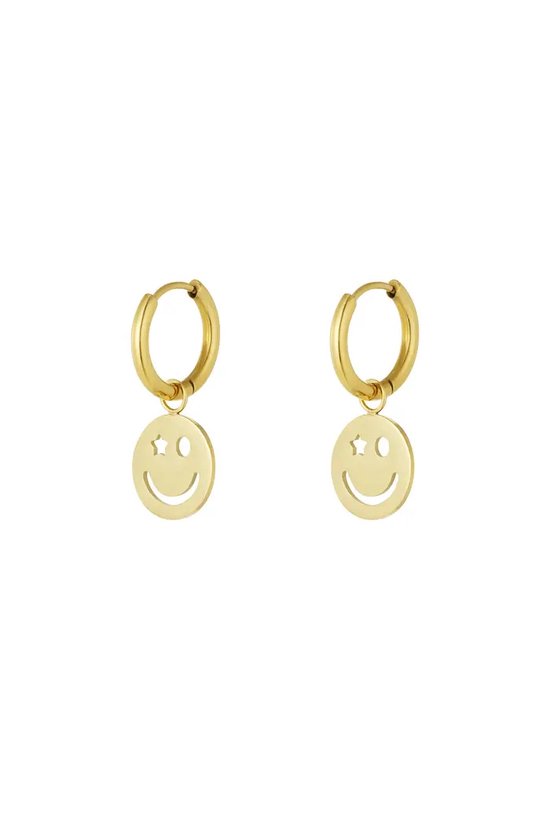 Smiley oorbellen - goud -oorbellen kind - cadeau - tiener