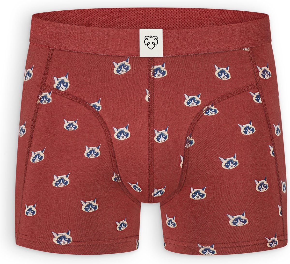 A-dam Catface - Boxershort - Biologisch Katoen - Onderbroek - Ondergoed - Heren - Volwassenen - Rood