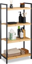 Bol.com badkamerrek - 4 planken - bamboe - metaal - 97 x 505 x 27 cm - klein aanbieding