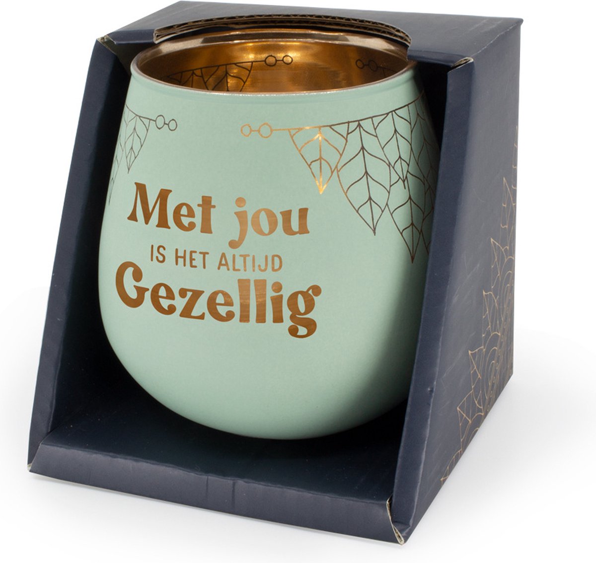 Sfeerlichthouder - Met jou is het altijd gezellig - Glas