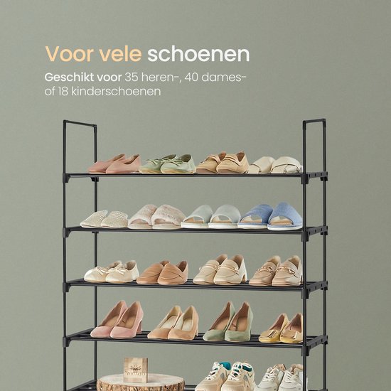 Gugxiom 2 schoenenrek voor aan de muur, schoenenrek, metaal, zwart