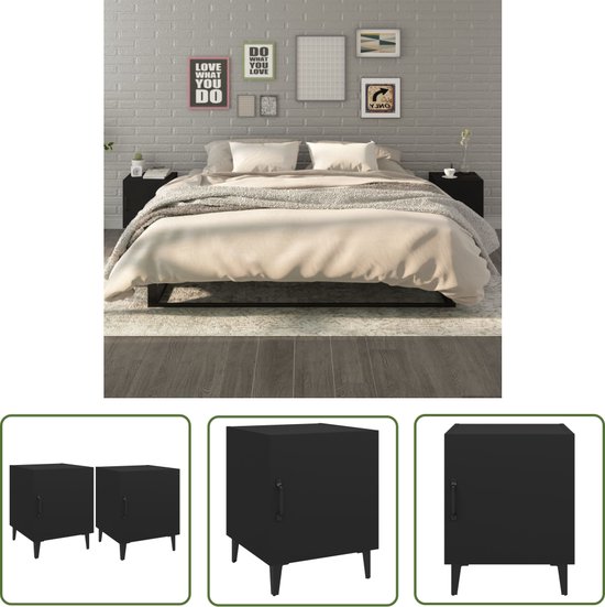 The Living Store Tables de chevet - Elegant - Armoires de chevet - 40 x 40 x 50 cm - Couleur - Zwart