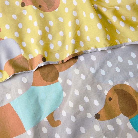 Housse de couette Teckel gris / jaune / 1 personne