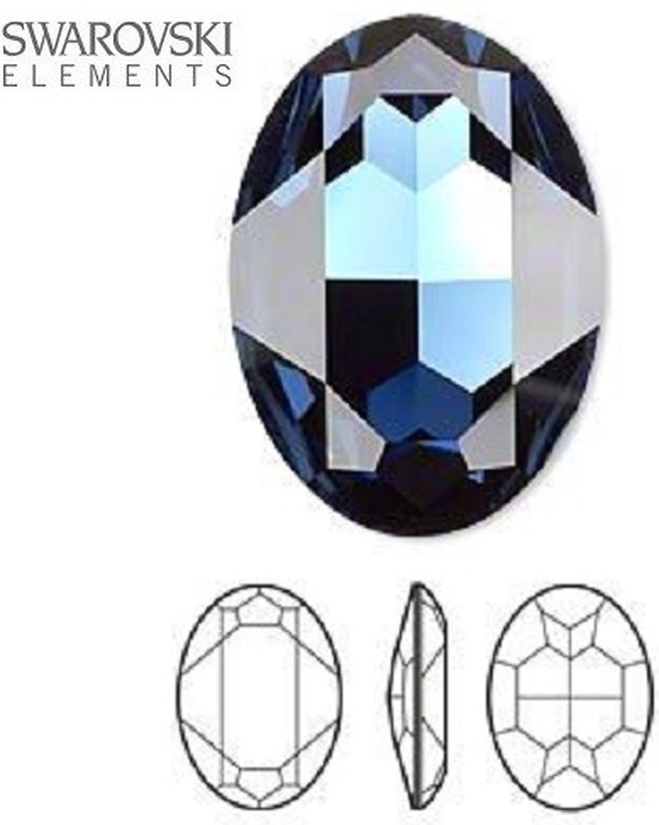 Swarovski Elements, fancy steen, ovaal 30x22mm, Montana met zilverfoil rug (4127). Per stuk