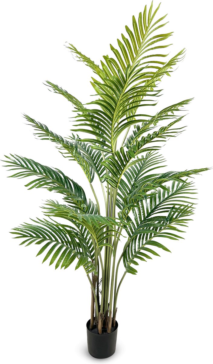 IvoQ Kunstpalm 150 cm – Levensechte Kunst Palmboom – Tropische Vibes zonder Gedoe – Voor Binnen en Buiten – Onderhoudsvrij – Nep Palmboom