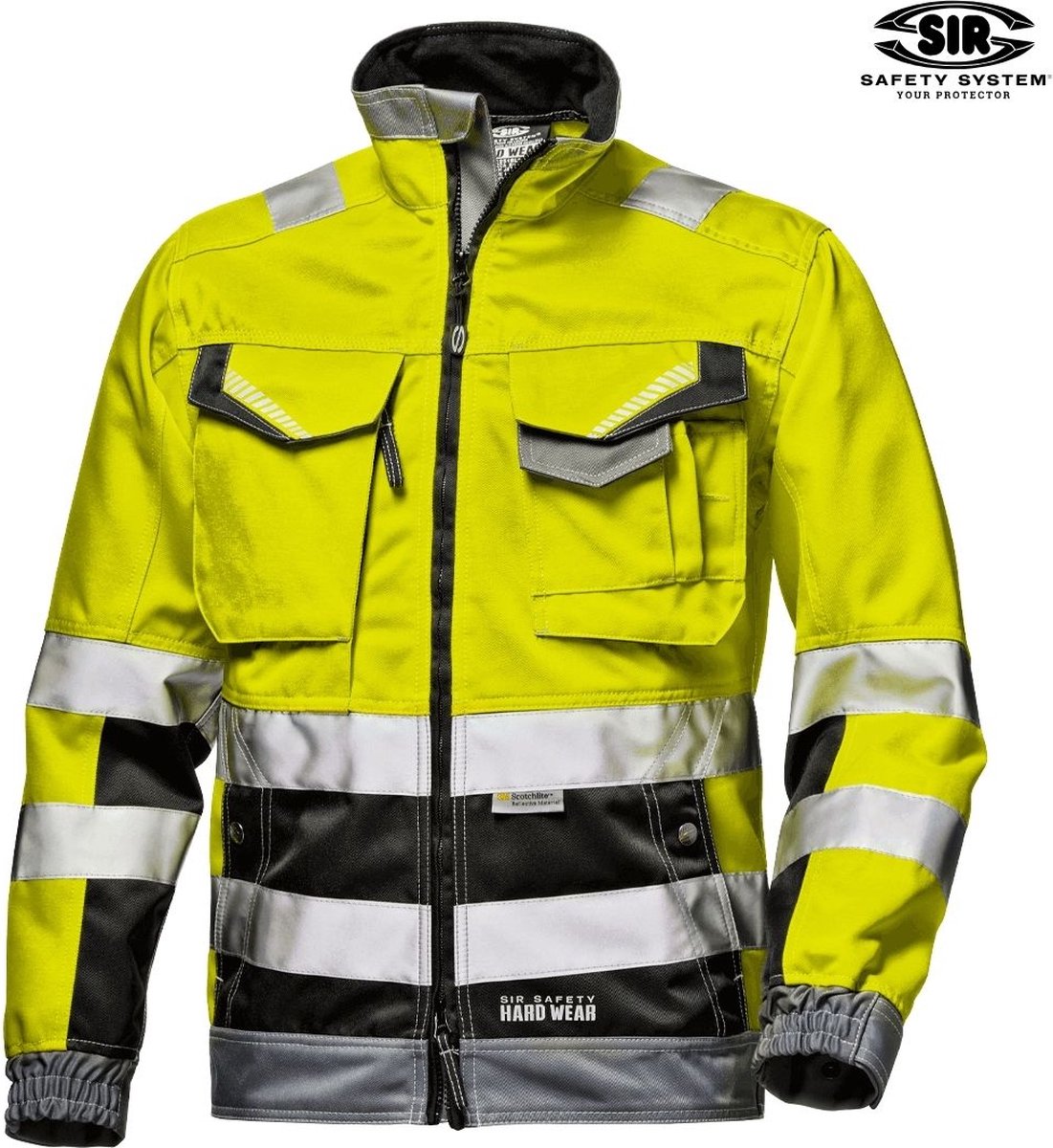 SIR SAFETY RUSH Hi Vis Reflecterend Stof Werkjas HEREN Veiligheidsjas Geel - Reflecterende Band - Fleece Kraag - Verstelbare Manchetten