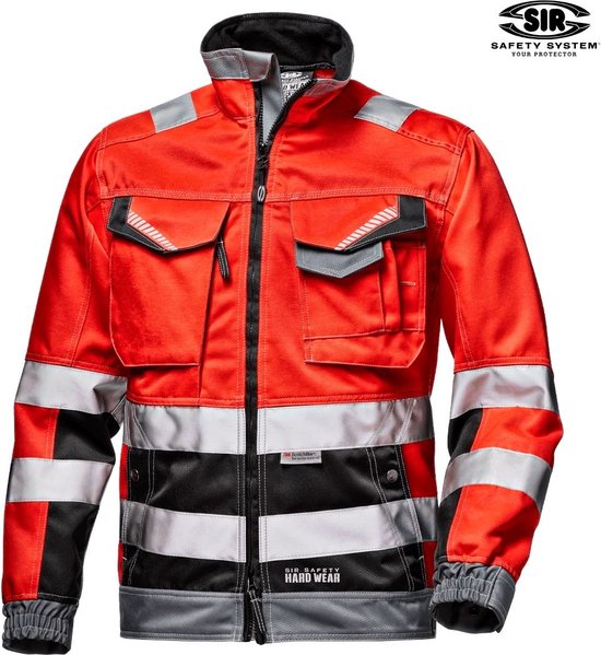 SIR SAFETY RUSH Hi Vis Reflecterend Stof Werkjas HEREN Veiligheidsjas Rood - Reflecterende Band - Fleece Kraag - Verstelbare Manchetten