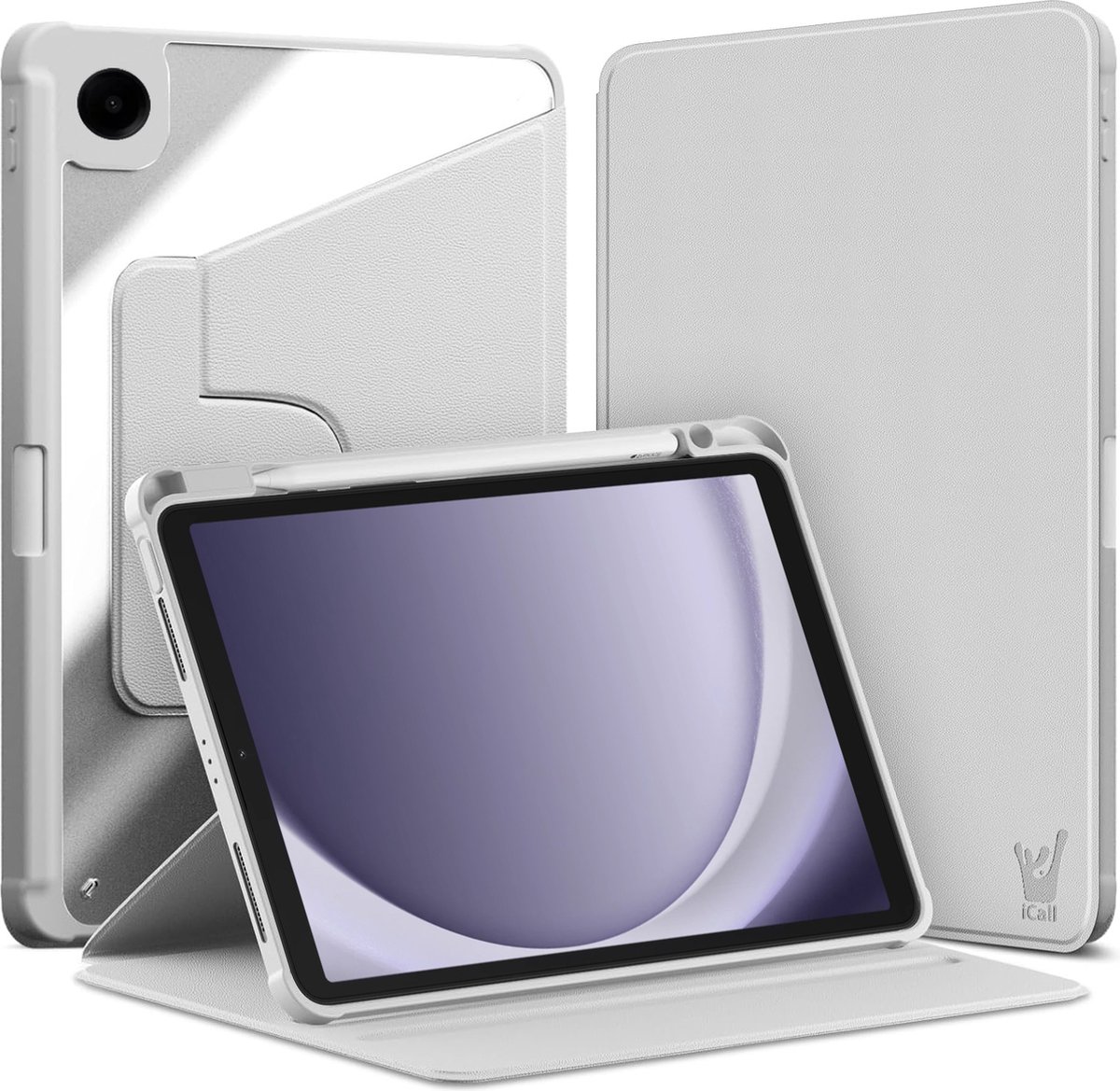 Hoes geschikt voor Samsung Galaxy Tab A9 Plus / Tab A11 Plus - Book Case Premium Sleep Cover Kunstleer 360 Graden Draaibaar met Auto/Wake Functie en Pencilhouder - Grijs