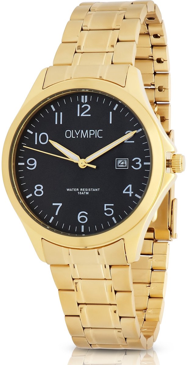 Olympic OL72HDD011 Robin Heren Horloge - Mineraalglas - Staal - Goudkleurig - 40 mm breed - 47 mm lang - Quartz - Druksluiting - 10 ATM (zwemmen)