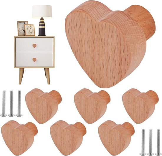 HDJNal 6 stuks houten kastknoppen decoratieve wolkvorm dressoir lade handvat knoppen met schroeven, houten knoppen voor kastdeuren, meubels laden knoppen