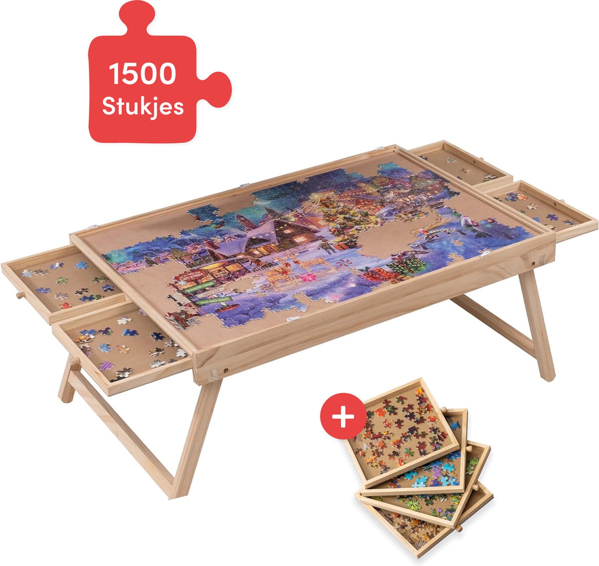 Diydash Puzzeltafel verstelbaar met opbergsysteem Voor 1500 stukjes Puzzel Plaat Map Mat Bord Plank Jumbo Matten Lades Portapuzzle Puzzelmatten & accessoires