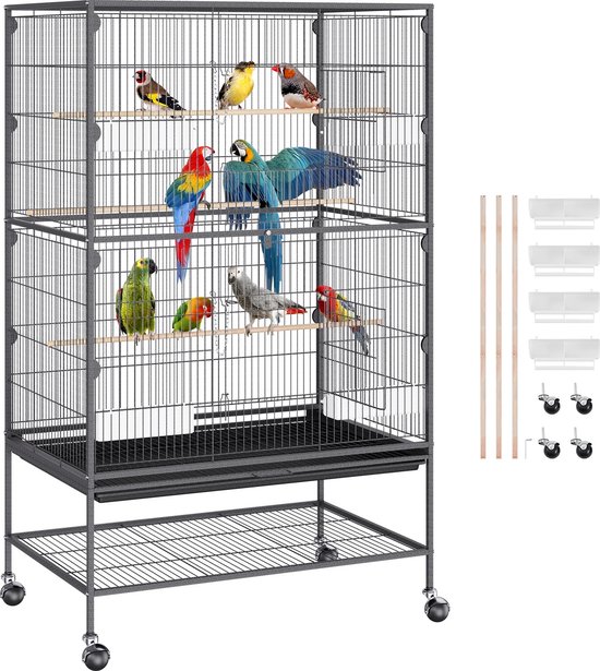 Metalen Vogelkooi op Wieltjes SucceBuy, 157,4 cm Groot, voor Papegaaien