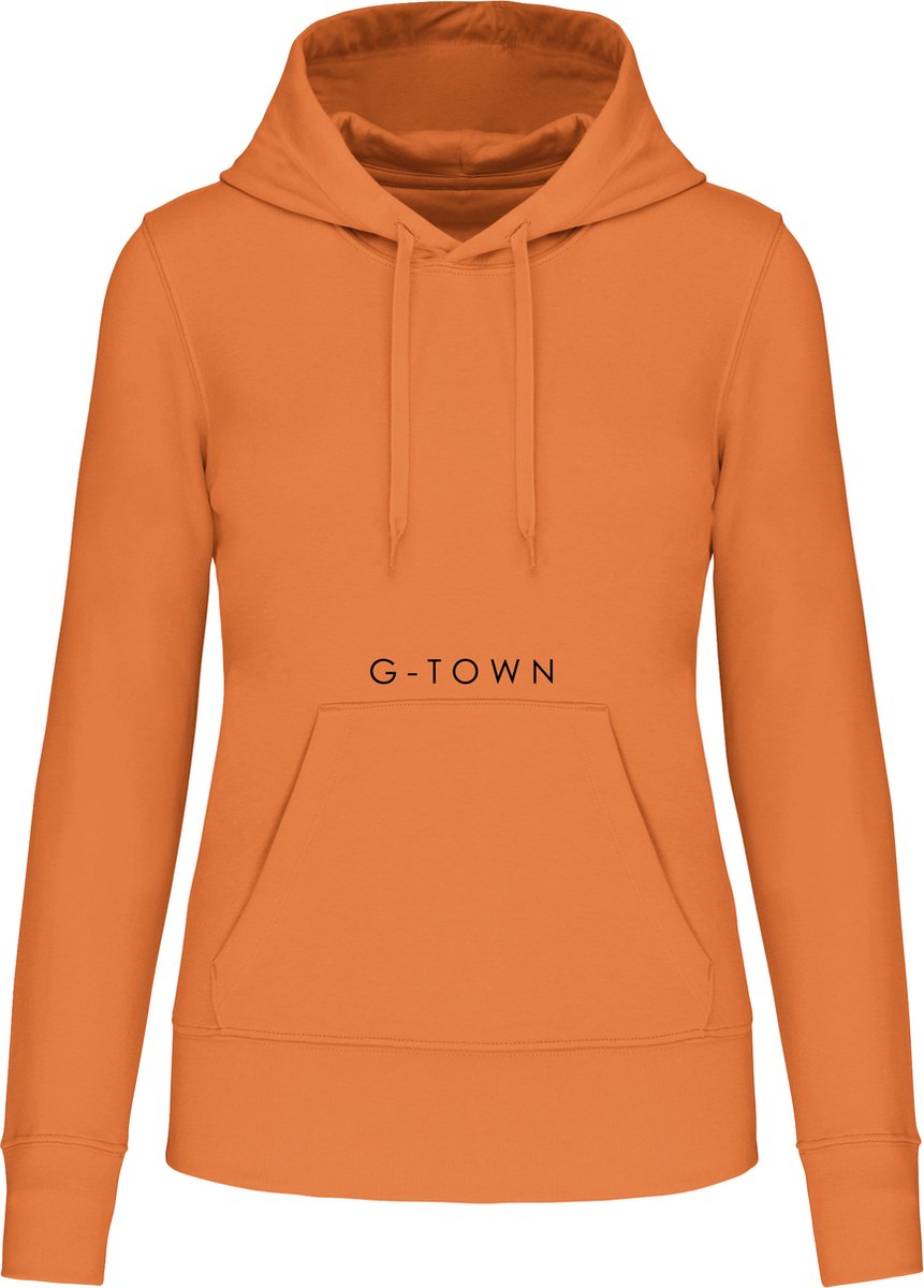 G-TOWN G‑TOWN Eco Chique Dames Hoodie – Duurzame Streetwear – Forest Green & Oranje Orange