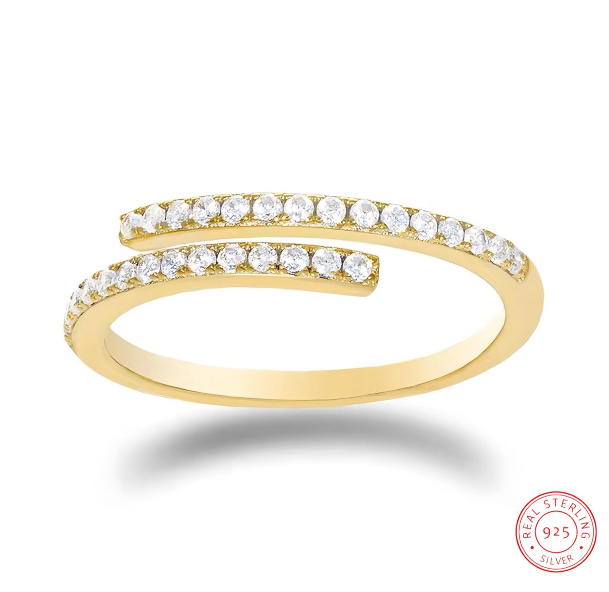 Borasi Verstelbare Zirkonia Ring | 925 Sterling Zilver | Goldplated | Dames Sieraden | Dames Ring | Dames Sieraden |