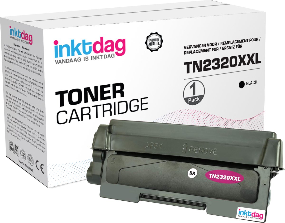 INKTDAG huismerk Laser toner cartridge met hoog capacity (10400 pages )  voor Brother TN2320XXL | Geschikt voor Brother HL-L2300, HL-L2320D, HL-L2321D, HL-L2340DW, HL-L2360, HL-L2361DN, HL-L2365, HL-L2380DW, MFC-L2700, MFC-L2701