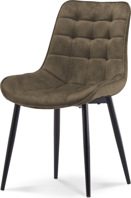Combi Meubels - Eetkamerstoel Amber - leer - Donker bruin - Set van 4 - Industrieel