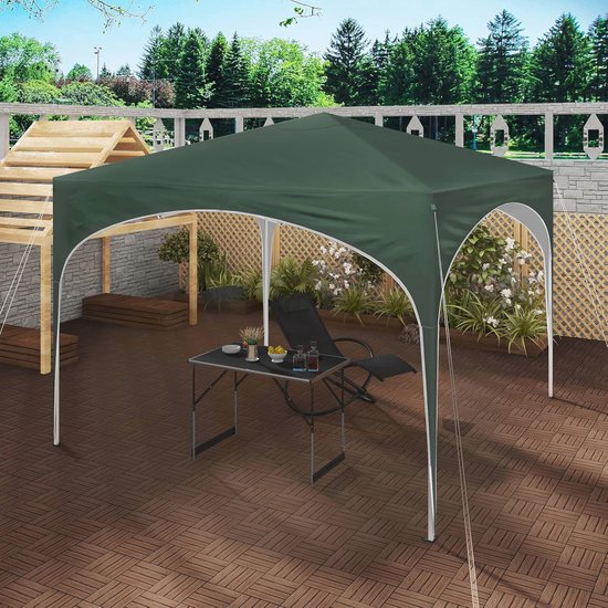 Opvouwbare Partytent - Tuinpaviljoen - Roestvrij Staal - Pop-Up Paviljoen - Partytent - Waterdicht - met Halfrond dak voor Buitenmarkt - Opvouwbare Tuinluifel - 3*3m - Groen — afbeelding 4