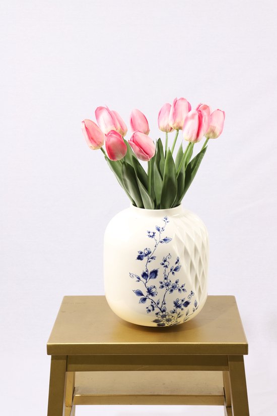 Zijden bloemen boeket - Boeket Luxe Zijden Tulpen Roze - Onderhoudsvrij - Kunstbloemen