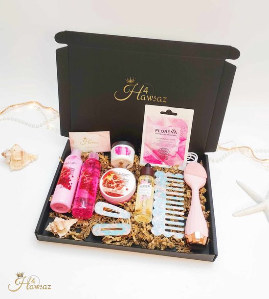 Huidverzorging geschenkset 10 stuks - Hawsaz.nl Cadeau - Body Butter - Bodylotion - Serum - Gezichtsroller - Geschenksets - Cadeausets voor dames - Verwenpakket - Geschenkset - Luxe Cadeaupakket - Valentijnscadeau - verzorgingsproducten - Kerstcadeau