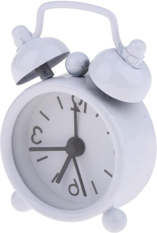 Retro Wekker - Wekker Mini-nostalgische wekker met luid alarm geruisloos geen tikken - Wit