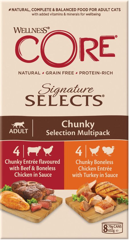Wellness Core Kattenvoer Signature Selects Chunky 8-pack 8 x 79 gr