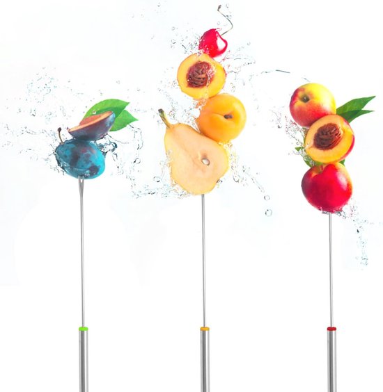COM-FOUR® 12x Fonduevorken van roestvrij staal (18 cm) - Voor kaas