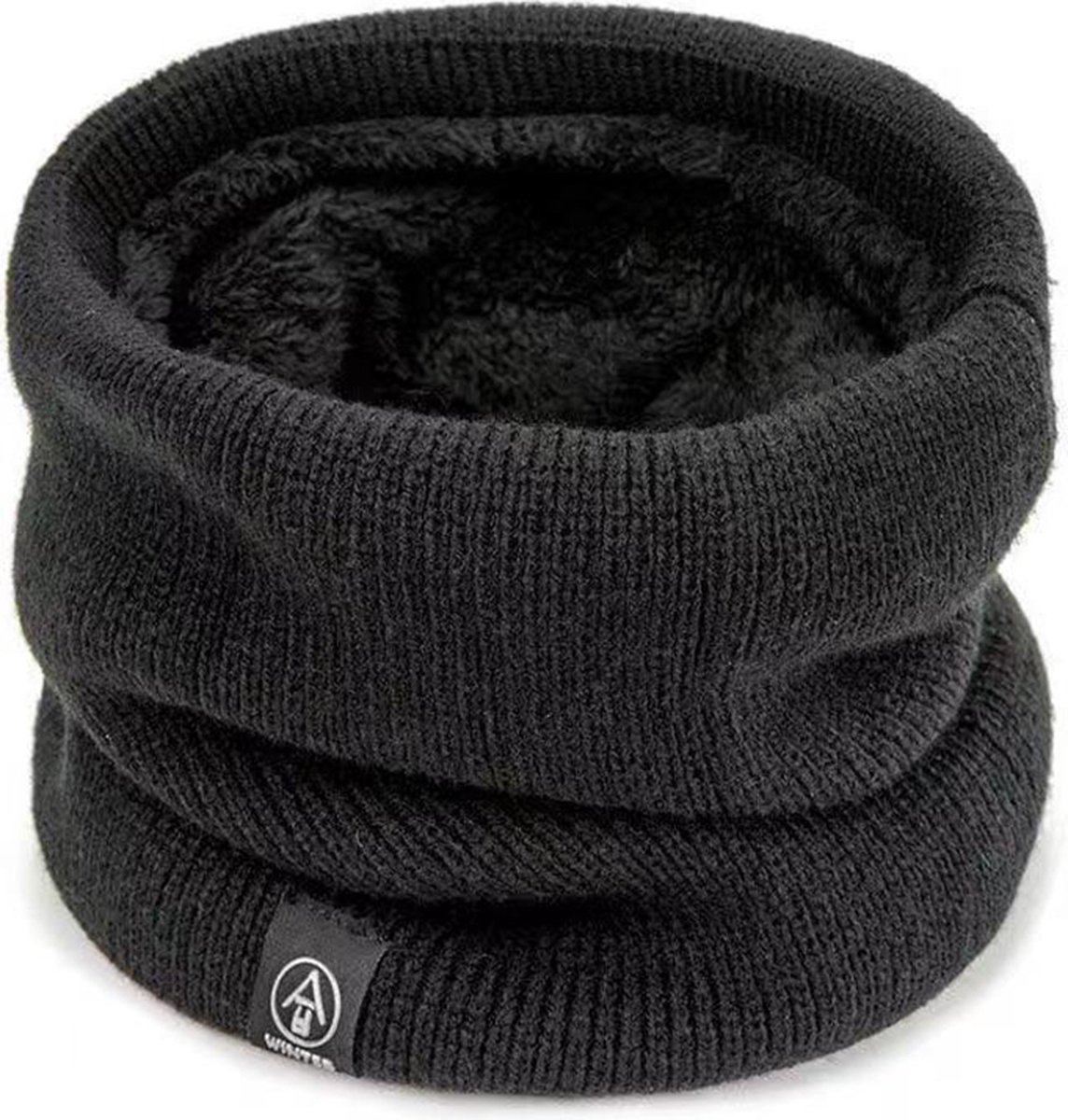 Winter - gevoerde Nek sjaal- Nekwarmer - Halswarmer - Motor - Colsjaal - Col - met voering - imitatiebont - windbescherming - gezichtbescherming - Kleur Zwart